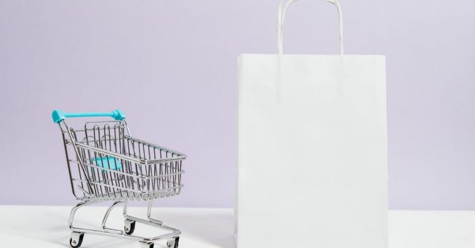 E-commerce Security - Push Cart and a White Paperbag